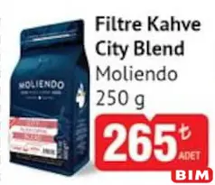 MOLİENDO FİLTRE KAHVE CİTY BLEND 250 G fiyat ve kampanya bilgisi